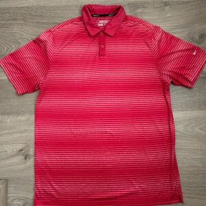 Nike Tour Performance Dri-Fit Red Striped Golf Polo Size XL